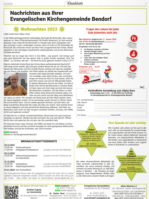kleeblatt Dezember 2023 | Weihnachten